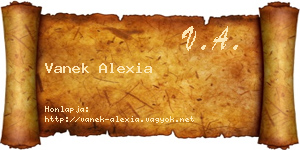 Vanek Alexia névjegykártya